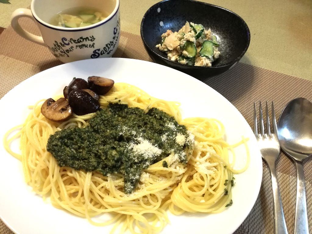 バジルソースのパスタ 献立 ふくろうママのお料理ノート